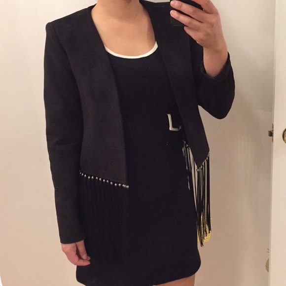 Zara faux suede fringe jacket. Xs - Picture 5 of 13